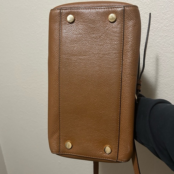 Michael Kors Mercer Medium Leather Duffle Bag Luggage Brown Crossbody Satchel - Picture 5 of 10